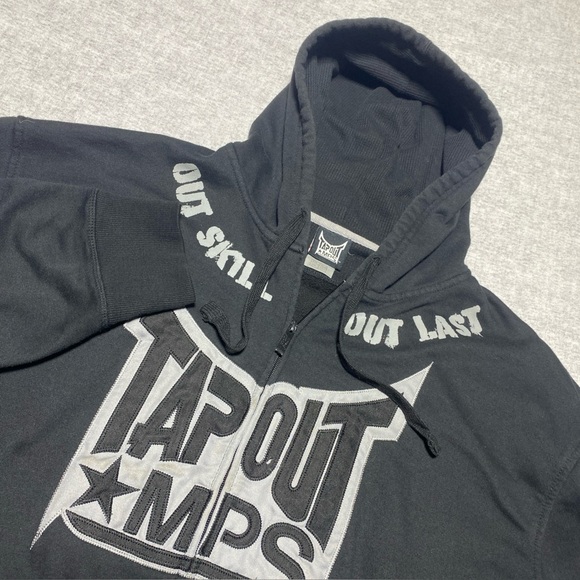 Tapout Hoodie Mens XXL Black MPS Full Zip MMA UFC Y2K Performance Streetwear Vtg